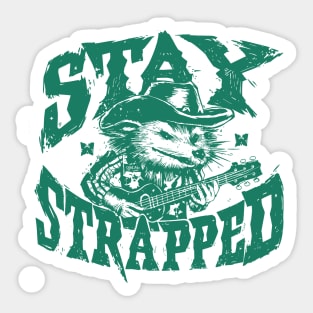 Opossum Cowboy Stay Strapped, Funny Possum Meme Sticker